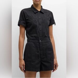 NWOT$158 NEW PISTOLA Denim Aviator Romper Women S Campbell Short Sleeve Cotton